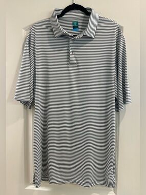Pro Tour Men's Large Tall Gray Striped Performance Polo